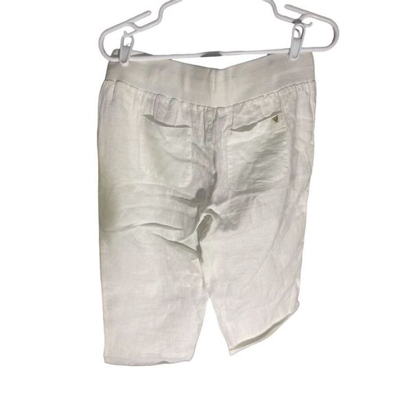 Guess Women's White Cropped Linen Pants Size M Casual Summer - Picture 2 of 3